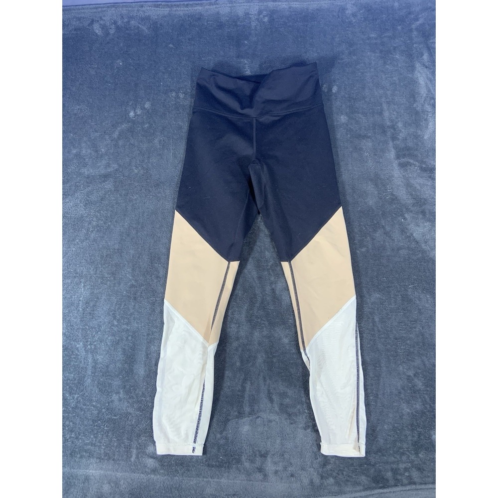 Fabletics Powerhold Leggings Black Nude Beige Yoga Workout Gym Pants Size XS/S